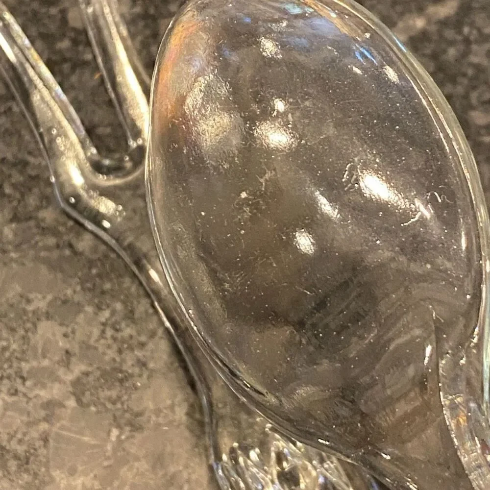 Vintage Crystal Salad Fork & Spoon Wexford By Anchor Hocking